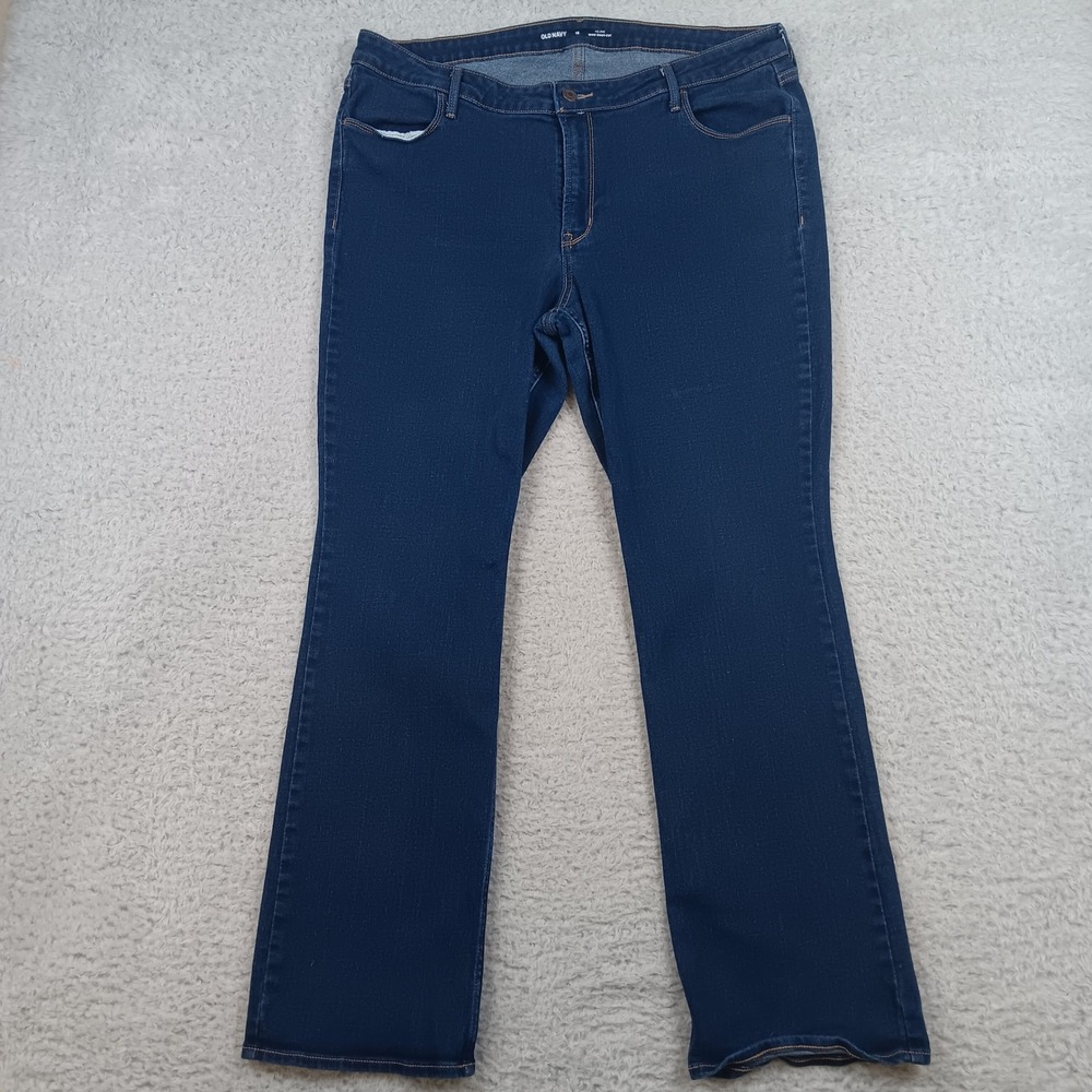 Old Navy Jean Wow Boot-Cut Woman 18 Dark Blue Mid-Rise Stretch 1166
